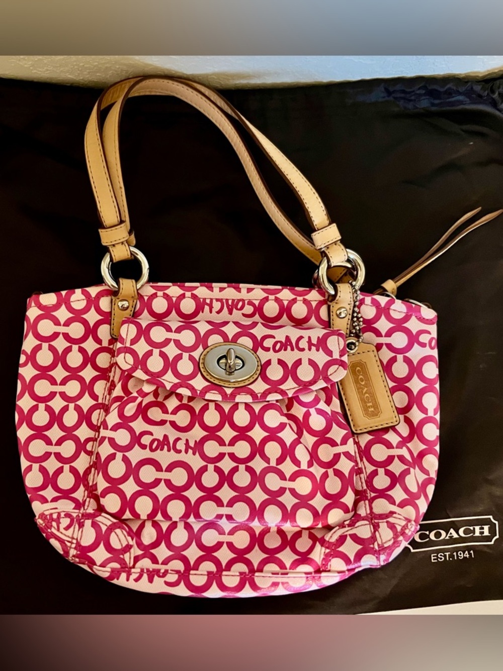 Coach Leah Signature Op Art Tote Bag